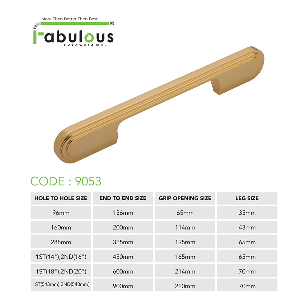 Aluminium Wardrobe Cabinet Handle 9053 | Satin Black, Satin Copper, Dark Gold Glossy | 96mm, 160mm, 288mm, 450mm, 600mm, 900mm