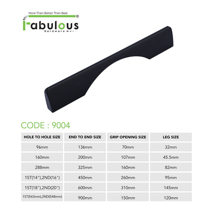 Aluminium Wardrobe Cabinet Handle 9004 | Satin Black, Copper Glossy | 96mm, 160mm, 288mm, 450mm, 600mm, 900mm