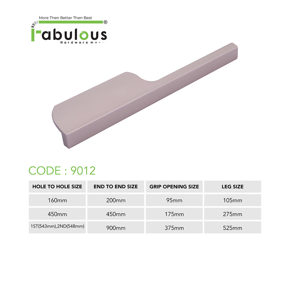 Aluminium Wardrobe Cabinet Handle 9012 | Satin Black, Gold PVD, Copper Glossy | 32mm, 200mm, 450mm, 900mm
