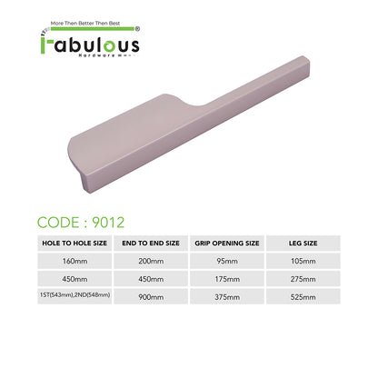Aluminium Wardrobe Cabinet Handle 9012 | Satin Black, Gold PVD, Copper Glossy | 32mm, 200mm, 450mm, 900mm