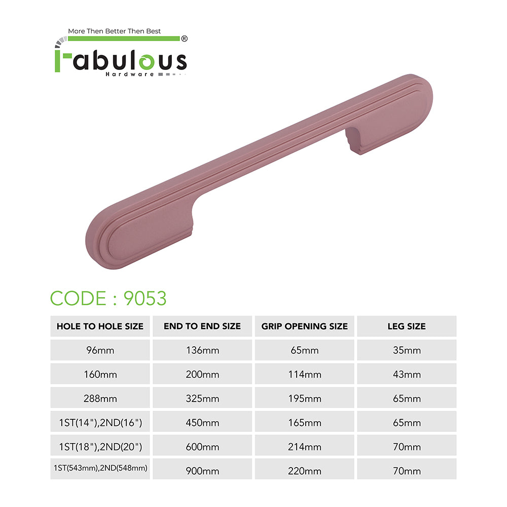 Aluminium Wardrobe Cabinet Handle 9053 | Satin Black, Satin Copper, Dark Gold Glossy | 96mm, 160mm, 288mm, 450mm, 600mm, 900mm