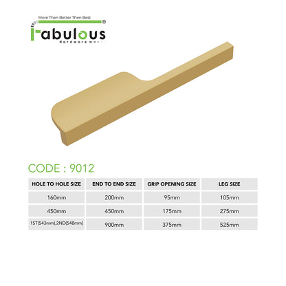 Aluminium Wardrobe Cabinet Handle 9012 | Satin Black, Gold PVD, Copper Glossy | 32mm, 200mm, 450mm, 900mm