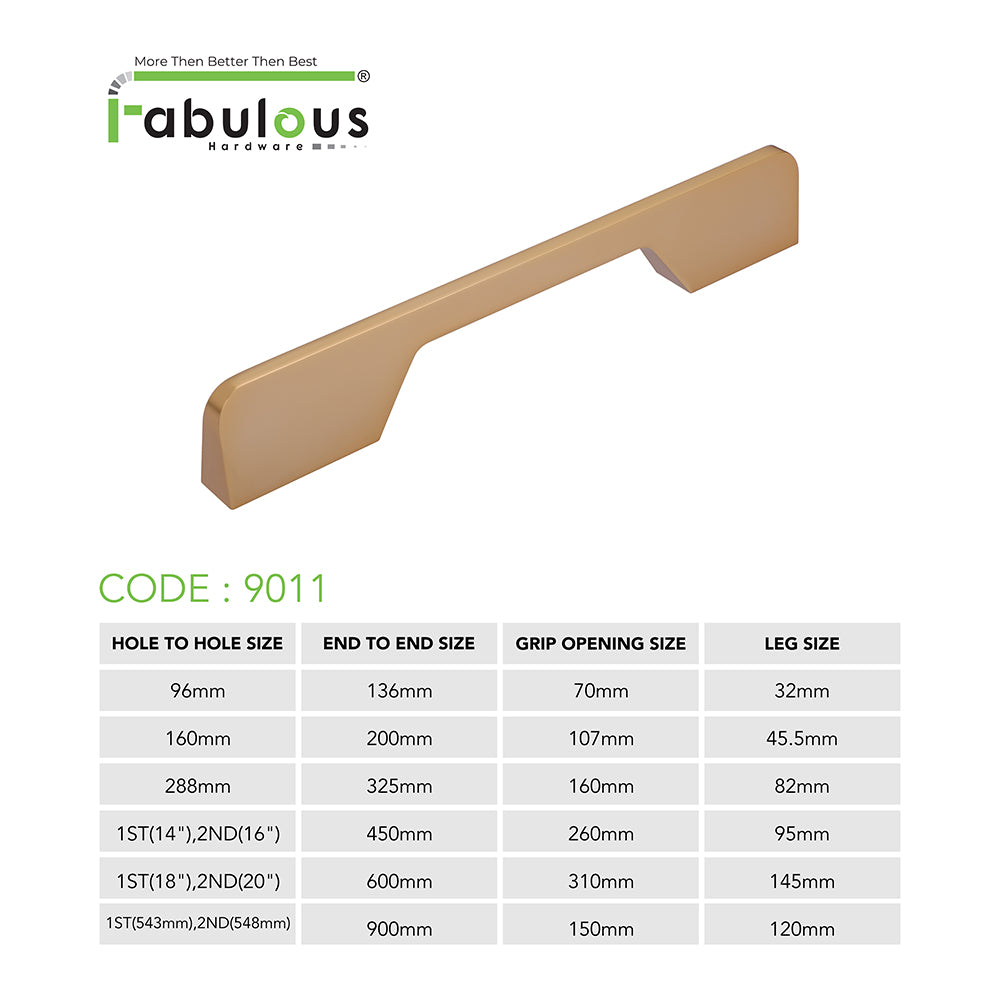 Aluminium Wardrobe Cabinet Handle 9011 | Satin Black, Dark Gold Glossy | 96mm, 160mm, 288mm, 450mm, 600mm, 900mm