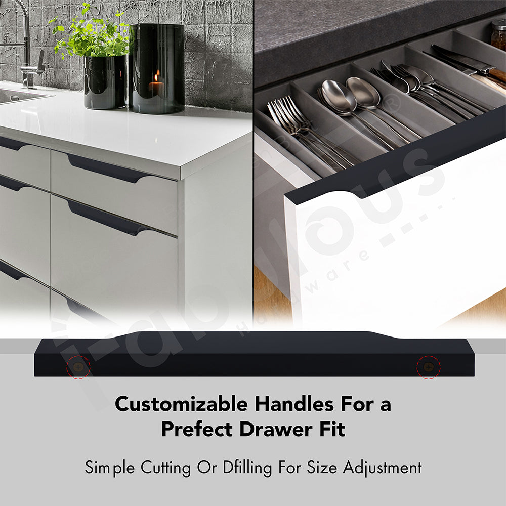 Fabulous Hardware Edge Profile Handle 028 BS — close-up of sculpted profile in Satin Black aluminium 6063