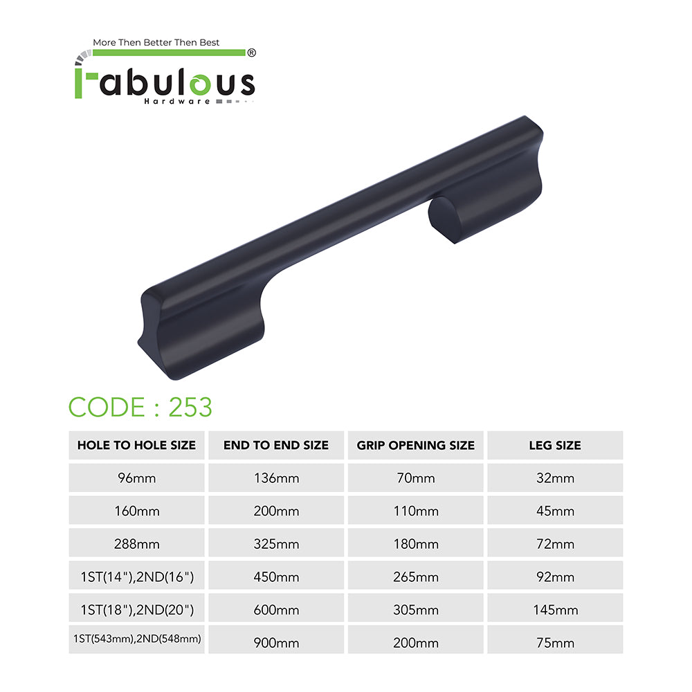 Aluminium Wardrobe Cabinet Handle 253 | Satin Black, Copper Glossy | 96mm, 160mm, 288mm, 450mm, 600mm, 900mm