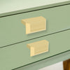 Aluminium cabinet knob 415 — modern wrap-over L-shape design with grooved face in Gold PVD finish